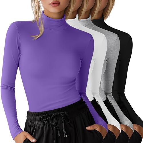 4 Pack Women's Underscrub Shirts - color: Black, Light Gray, White, Purple, size: Medium