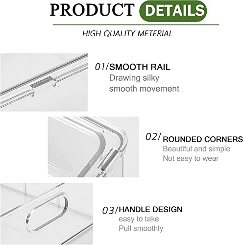 4 Pack Refrigerator Organizer with Pull out Drawer for Refrigerator, Pantry - size: 2 Medium + 2 Extra Large