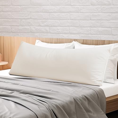 100% Egyptian Cotton Body Pillow Cover Long Pillow Case 600 Thread Count - color: Light Beige, size: Body 1Pack