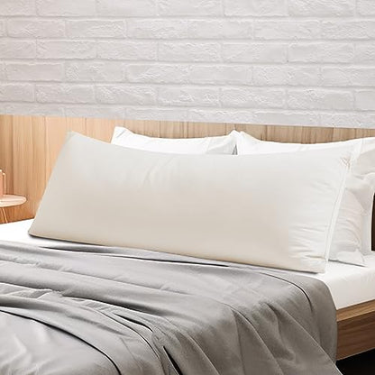 100% Egyptian Cotton Body Pillow Cover Long Pillow Case 600 Thread Count - color: Light Beige, size: Body 1Pack