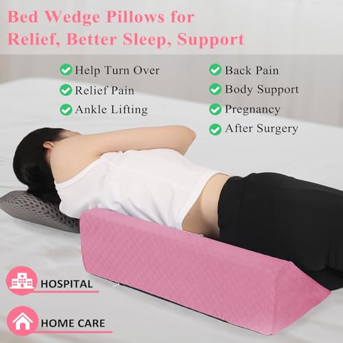 Bed Wedge Pillow for Side Sleepers, Body Position Wedges - color: Dark Pink