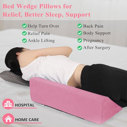 Bed Wedge Pillow for Side Sleepers, Body Position Wedges - color: Dark Pink