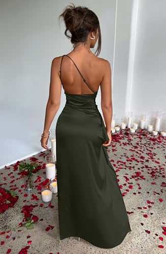 Memoriesea Women's High Split Wedding Guest Party Maxi Dress - color: Army Green, size: X-Large
