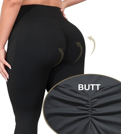 L-5XL Plus Size Butt Lifting Yoga Pants for Women with Pockets 25" - color: Grey, size: X-Large Plus