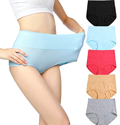 Womens High Waist Cotton Panties C Section Recovery Postpartum Soft Stretchy Full Coverage Underwear(5 Pack) - size: Medium