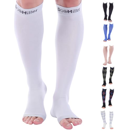 Doc Miller Open Toe Compression Socks 30-40 mmHg for Women & Men, 1 Pair - color: Gray, size: Small