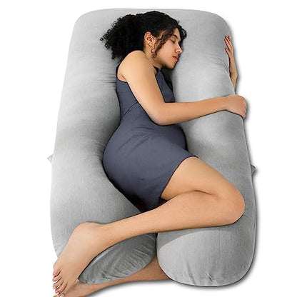 QUEEN ROSE Cooling Pregnancy Pillow, U Shaped Maternity Body Pillow, Gray - color: Grey