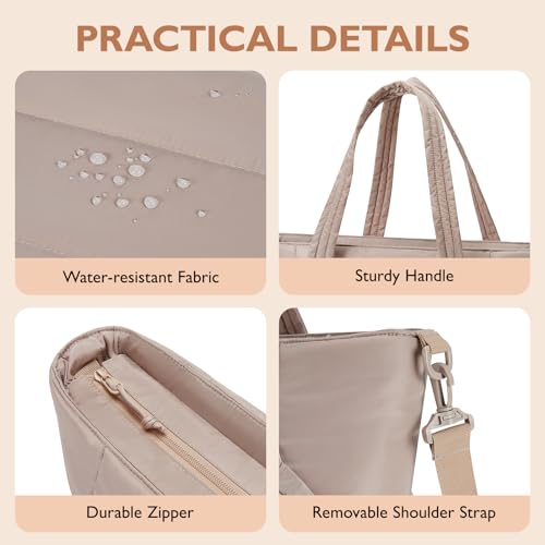 mommore Diaper Bag Tote with Stroller Organizer, Puffy Travel Baby Tote - color: Khaki
