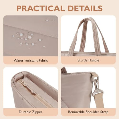 mommore Diaper Bag Tote with Stroller Organizer, Puffy Travel Baby Tote - color: Khaki