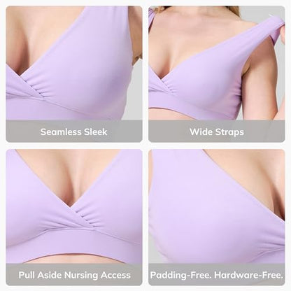 netdraw Buttery Soft Bamboo Viscose Nursing Seamless Sleep Bra - color: Purple, size: Small
