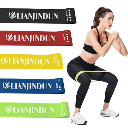 Lianjindun Loop Resistance Exercise Bands Set for Home Gym, Set of 5