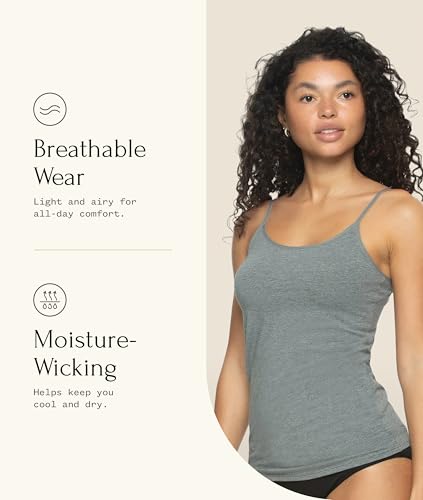 Felina Modal Stretch Camisole for Women, Modal, Cotton Cami - color: Navy White Grey, size: Large