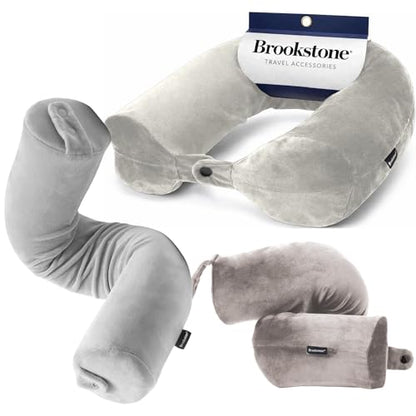 Brookstone Free Form Travel Pillow Lightweight Flexible Memory Foam Pillow - color: Grey