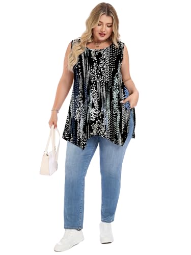 LARACE Womens Plus Size Tank Tops Summer Sleeveless Casual Loose Tunic - color: A-ambilight61, size: 2X
