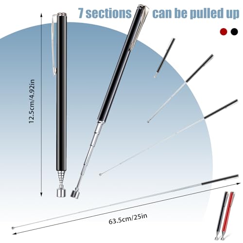 Patelai 2 Pieces Telescoping Magnetic Pick up Tool, 25 Inch,Black, Red - color: Black, Red