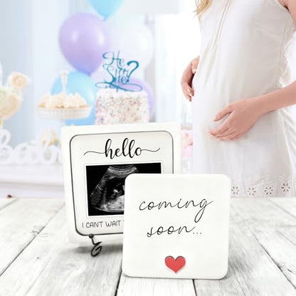 Baby Coming Soon Pregnancy Announcement Ultrasound Frame Keepsake Box Gift - color: white28