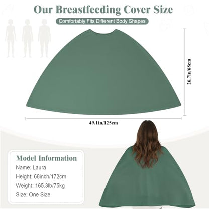 Basumee Nursing Cover for Breastfeeding Breathable Mesh 360 Full Privacy - color: Dark Sage, size: 1 Pack