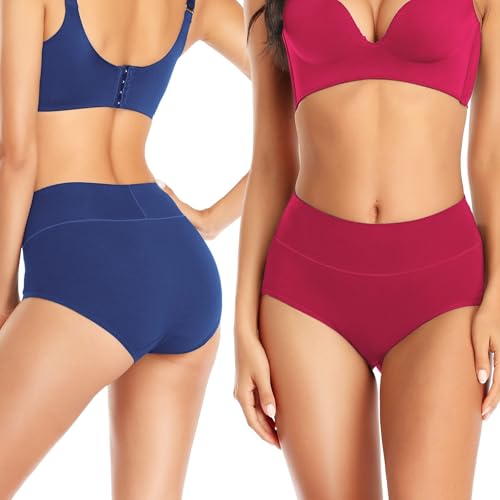 Womens Tummy Control Underwear Cotton High Waisted Full Briefs - color: 5 Pack Multicoloured-a, size: Large