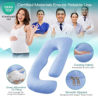 Cooling Pregnancy Pillows for Sleeping, 57'' Full Body Pillow, Light Blue - color: Light Blue, size: 57 Inch