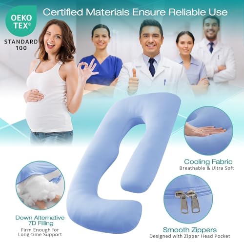 Cooling Pregnancy Pillows for Sleeping, 57'' Full Body Pillow, Light Blue - color: Light Blue, size: 57 Inch