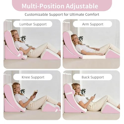Wedge Pillow Set for After Surgery,White/Pink,4PCS-22 - color: White/Pink, size: 4PCS-22''