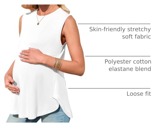 FMEYOA Women's Maternity Tank Top Summer Sleeveless Pregnancy Shirts - color: White, size: XX-Large