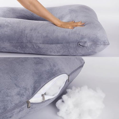Elover U Shaped Pregnancy Pillow,Full Body Maternity Support - color: Velvet-dark Grey