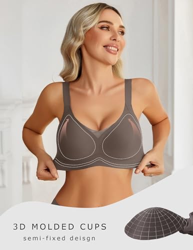 Avidlove Womens Wireless Bras Full Coverage Seamless Bra Comfortable Bralette Everyday Bras - color: Grey, size: XX-Large