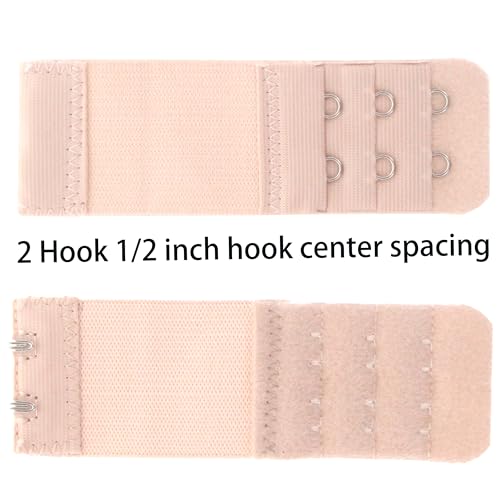 SAMGU Women's Bra Extenders 2 Hook / 3 Hook Comfortable Stretchy Bra Extension Strap - color: Beige, 2 Hook Bra Extenders 1/2 Inch Spacing