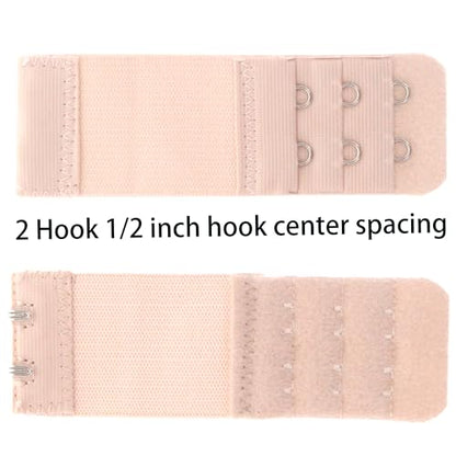 SAMGU Women's Bra Extenders 2 Hook / 3 Hook Comfortable Stretchy Bra Extension Strap - color: Beige, 2 Hook Bra Extenders 1/2 Inch Spacing