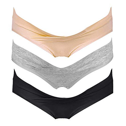 Intimate Portal Cotton Maternity Underwear Under the Bump Bikini Panties - color: 3-pk Basics, size: XX-Large