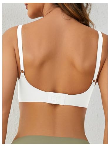 OYOANGLE Women's Maternity Nursing Bra Wireless Push Up Breastfeeding Bras - color: White, size: Large