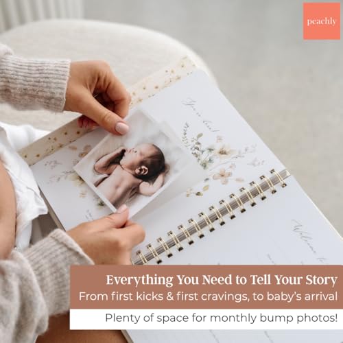 Peachly Pregnancy Journal for First Time Moms - Linen Memory Book (Sage) - color: Sage