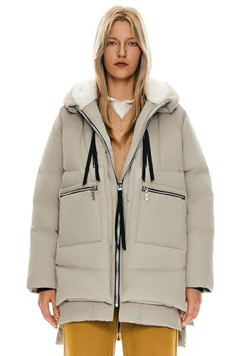 Orolay Women's Thickened Down Jacket - color: Beige, size: XX-Large