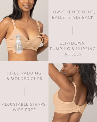 Kindred Bravely Sublime Contour Hands Free Pumping & Nursing Bra, Wireless - color: Beige, size: Small-Medium
