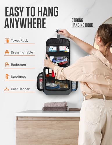 VENTURE 4TH Hanging Travel Toiletry Bag, 18 Compartments - Gray - color: Gray