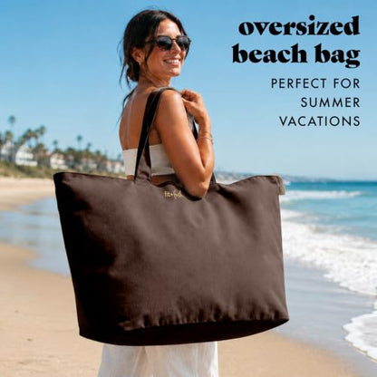 Fit & Fresh All The Things XL Beach Bag for Women, Oversized Travel Tote - color: Chocolate