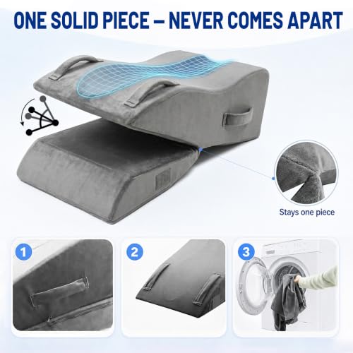Leg Elevation Pillow for After Surgery, Firm Foam Knee Wedge, Single Leg - color: Darkgray