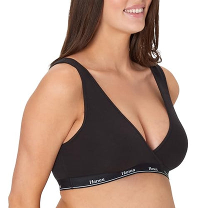 Hanes Women's Maternity Nursing Bra, Lounge Nursing Bralette, Moisture-Wicking, Odor Protection - color: Black, size: Small