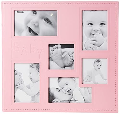 Pioneer MB-10COLB 12"X12" Baby Sewn Collage Frame Leatherette Post Bound Scrapbook, Pink