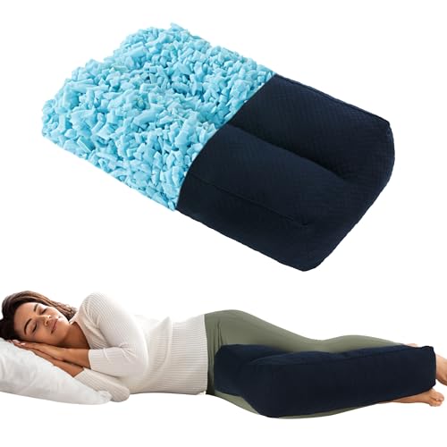 HOMBYS Shredded Memory Foam Knee Pillow for Side Sleepers, 6.5" Height Pillow Between Legs for Aligns Spine & Relieves Pressure Hip & Leg Elevation, Supportive Pillow for Pregnancy, Sciatica, Navy - color: Navy Blue, size: Height-6.5"