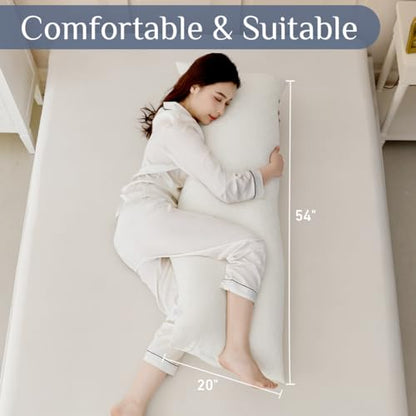 Leeden Full Body Pillow 20 x 54 for Side Sleepers Ivory White - color: Ivory White