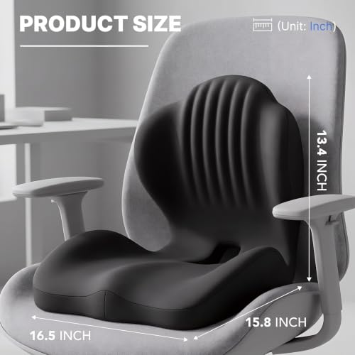 Ergonomic Seat Cushion with L-Shaped Design for Office Chair (Black) - color: Black
