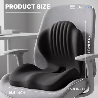 Ergonomic Seat Cushion with L-Shaped Design for Office Chair (Black) - color: Black