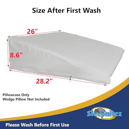 Sleepnitez 8" Wedge Pillow Cover, 100% Egyptian Cotton Sateen, Light Gray - color: Light Gray