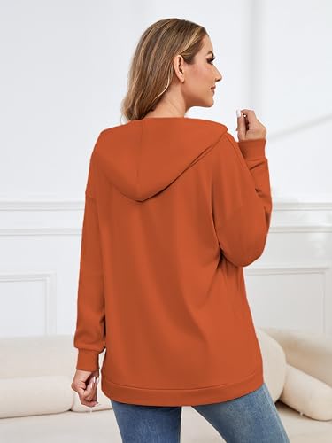 Ecavus Womens Nursing Sweatshirts for Breastfeeding Hidden Zipper Hoodie - color: Bronze, size: Small