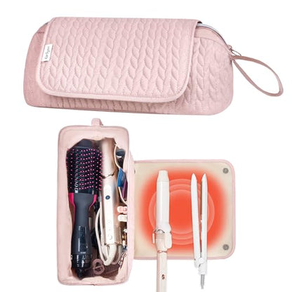 KarSyon Hair Tools Travel Bag with Hot Tool Mat 2 in 1 Organizer Bags - color: Pink
