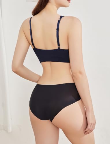 Wireless Cotton Nursing Bra for Sleep& Maternity, Pregnancy Breastfeeding Top, Adjustable Straps, Full Coverage - color: Black+navy Blue+red Wine/3pack, size: Medium