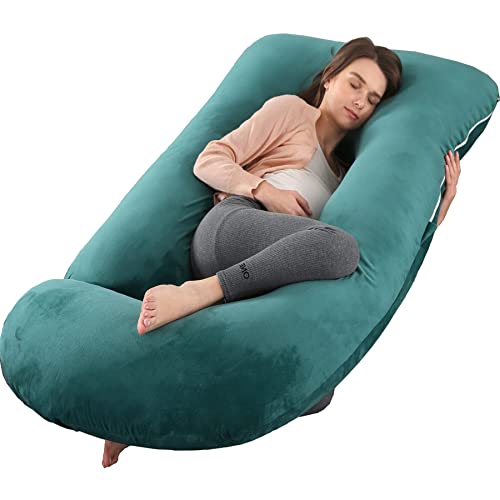 BATTOP Pregnancy Pillows for Sleeping- U Shaped Full Body Maternity Pillow, Pregnancy Pillow for Side Sleepers with Removable Cover, Supports Back, Hips, Belly & Legs (Dark Green) - color: Dark Green