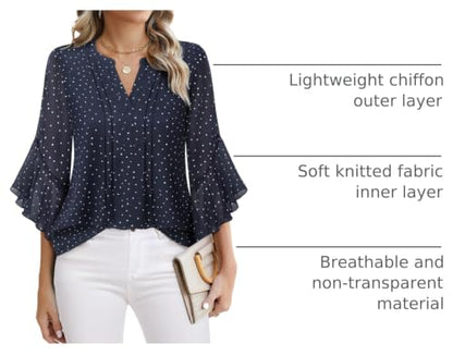 Timeson Women's 3/4 Sleeve Top - color: Blue, size: X-Large